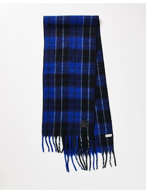 River Island Studio oversized plaid scarf in blue