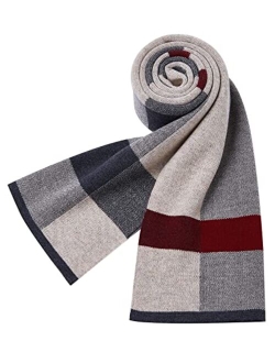 Panegy Men's Cashmere Scarves Long Wool Scarf Plaid Thicken Winter Warm Business Scarf for Men Fashion Casual Soft Comfy