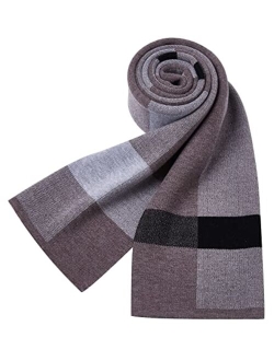 Panegy Men's Cashmere Scarves Long Wool Scarf Plaid Thicken Winter Warm Business Scarf for Men Fashion Casual Soft Comfy