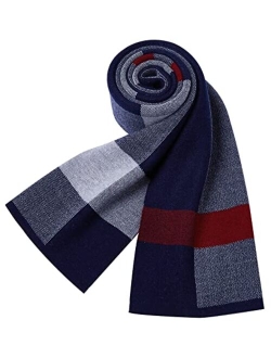 Panegy Men's Cashmere Scarves Long Wool Scarf Plaid Thicken Winter Warm Business Scarf for Men Fashion Casual Soft Comfy