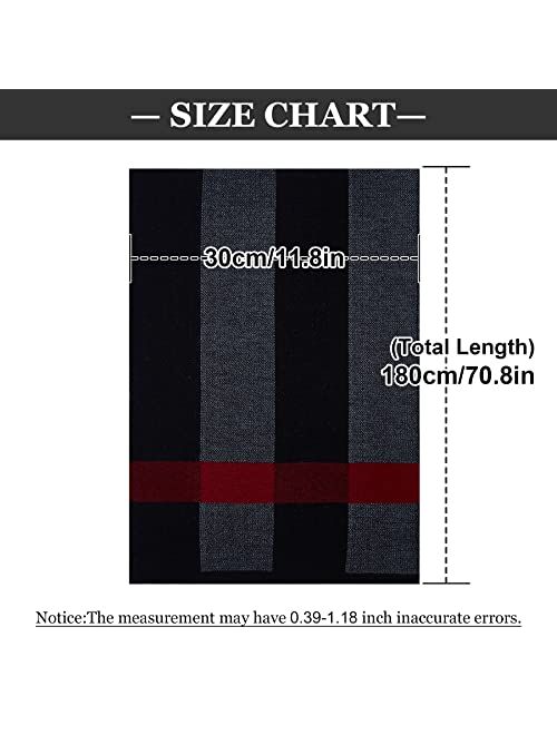 Panegy Men's Cashmere Scarves Long Wool Scarf Plaid Thicken Winter Warm Business Scarf for Men Fashion Casual Soft Comfy