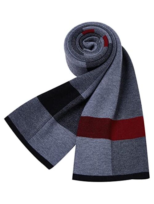 Panegy Men's Cashmere Scarves Long Wool Scarf Plaid Thicken Winter Warm Business Scarf for Men Fashion Casual Soft Comfy