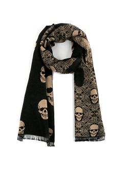 Landisun Women Scarf Men Scarf Skull Shawl Unisex Soft Long Elegant Classical Tassels