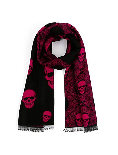 Landisun Women Scarf Men Scarf Skull Shawl Unisex Soft Long Elegant Classical Tassels