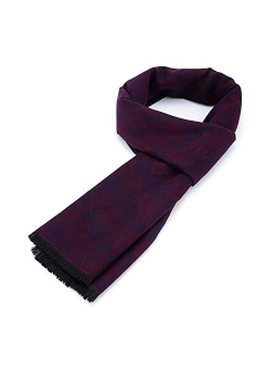 American Trends Mens Winter Warm Cashmere Scarf Plaid Tassel Scarf for Men Soft Long Cotton Scarves