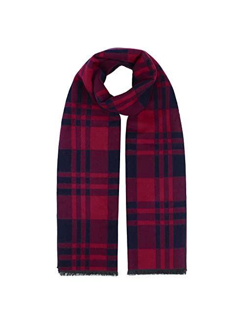 American Trends Mens Winter Warm Cashmere Scarf Plaid Tassel Scarf for Men Soft Long Cotton Scarves