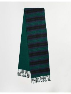 scarf in polyester blend in black watch plaid - NAVY