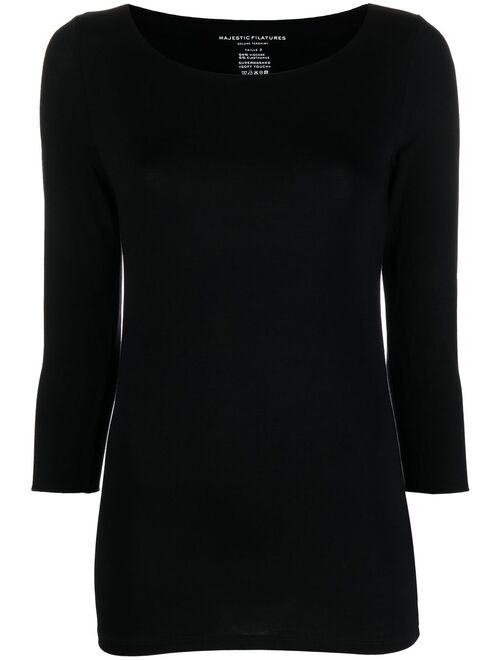 Majestic Filatures U-neck long-sleeved top