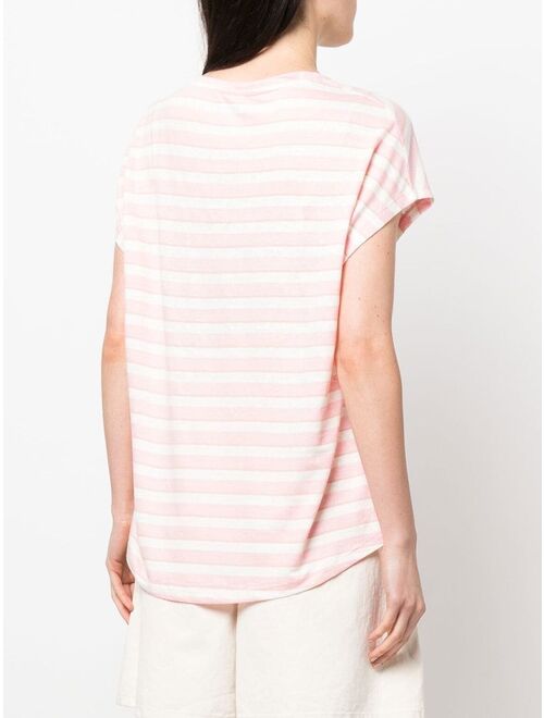 Majestic Filatures V-neck stripe-print T-shirt