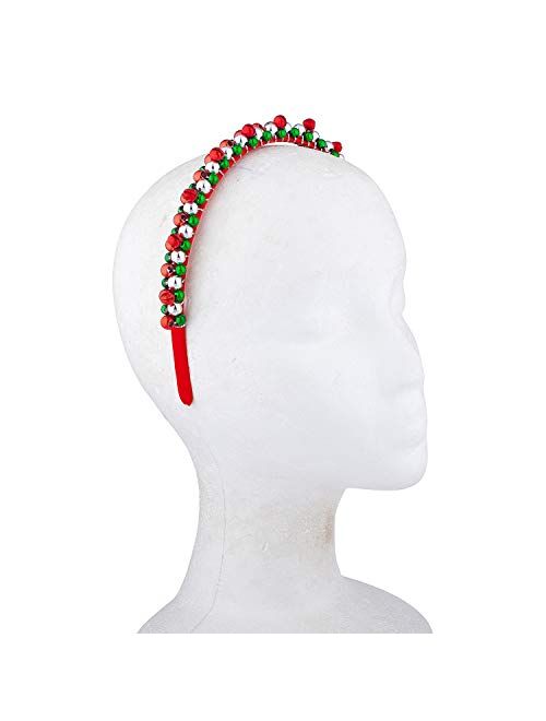 Lux Accessories Red Green Silver Tone Christmas Holiday Bells Fashion Headband