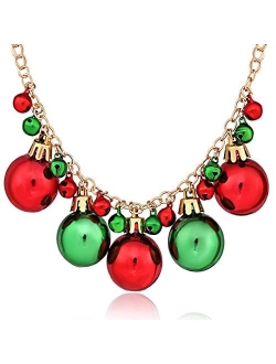 XOCARTIGE Christmas Necklace X-Mas Jingle Bell Necklaces Present Bow Pendant Necklace Present for Women Girls