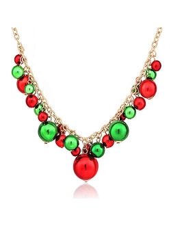 XOCARTIGE Christmas Necklace X-Mas Jingle Bell Necklaces Present Bow Pendant Necklace Present for Women Girls