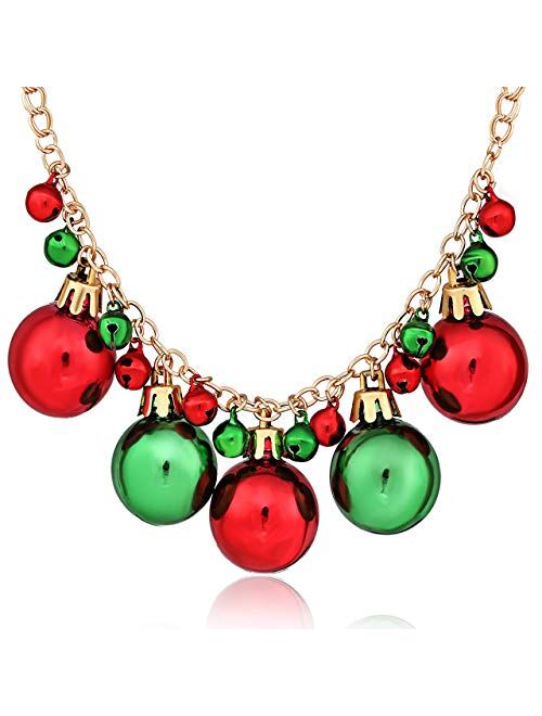 XOCARTIGE Christmas Necklace X-Mas Jingle Bell Necklaces Present Bow Pendant Necklace Present for Women Girls