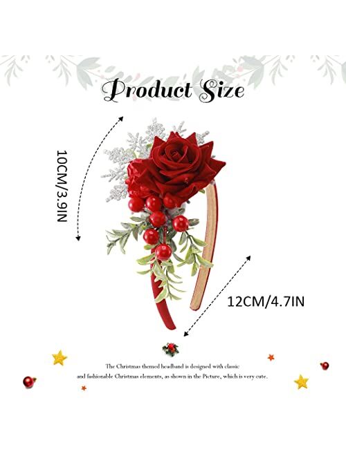 GORTIN Christmas Headbands Xmas Flower Headband Red Berries Hair Hoop Snow Christmas Wreath Hair Band Holiday Party Costume Hair Accessory for Women and Girls (Type A)