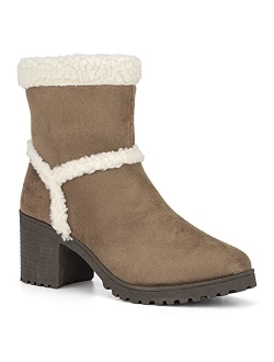 Olivia Miller Andrea Women's Sherpa Block Heel Boots