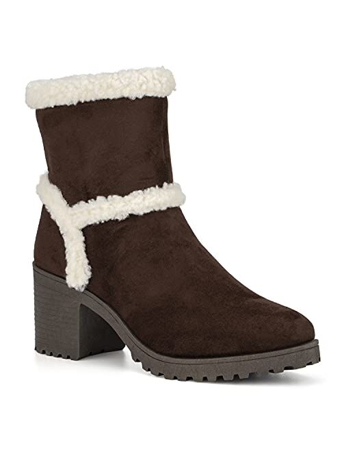 Olivia Miller Andrea Women's Sherpa Block Heel Boots