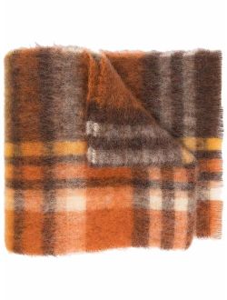 Acne Studios plaid logo knitted scarf