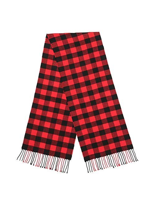 BETTERLINE Buffalo Red and Black Plaid Flannel Scarf for Women & Men - Soft Warm Winter Scarf 67 x 13 Inches