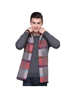 KODOD Mens Mulberry Silk Scarf - Winter Fashion Formal Soft Plaid Scarves for Men