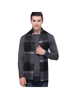 KODOD Mens Mulberry Silk Scarf - Winter Fashion Formal Soft Plaid Scarves for Men