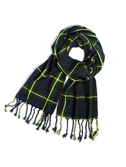 UMAM Plaid Scarf for Men and Women- 90inch, Handmade, Acrylic Wool Winter Scarf/Wedding Slash in Various Tartans