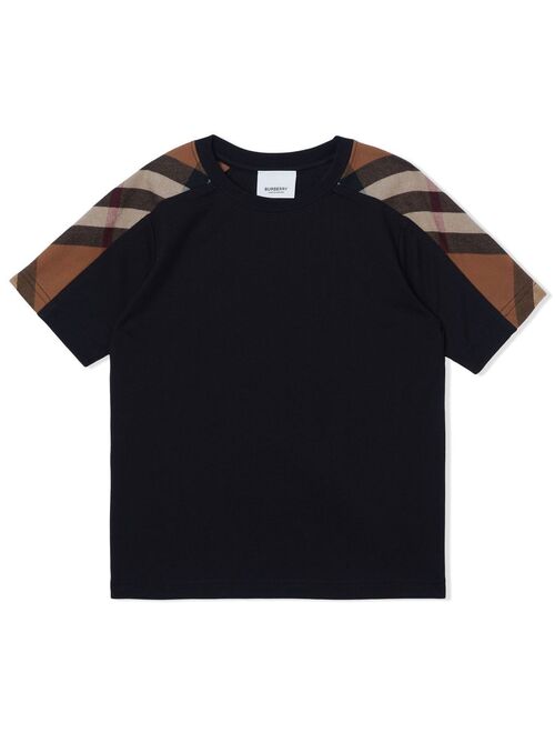 Burberry Kids check-panelled short-sleeved T-shirt