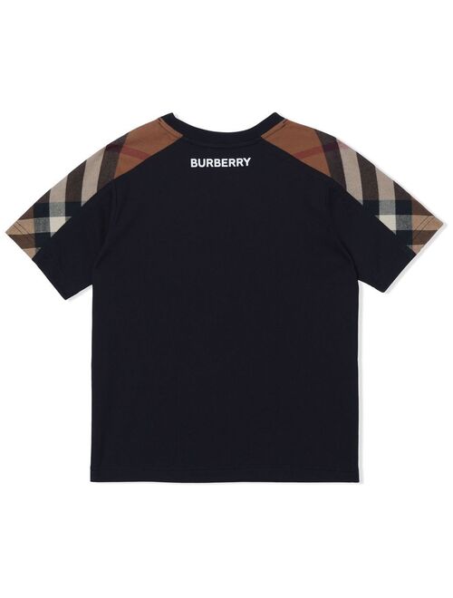 Burberry Kids check-panelled short-sleeved T-shirt