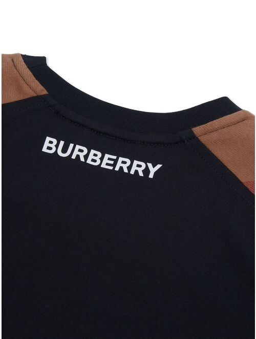 Burberry Kids check-panelled short-sleeved T-shirt