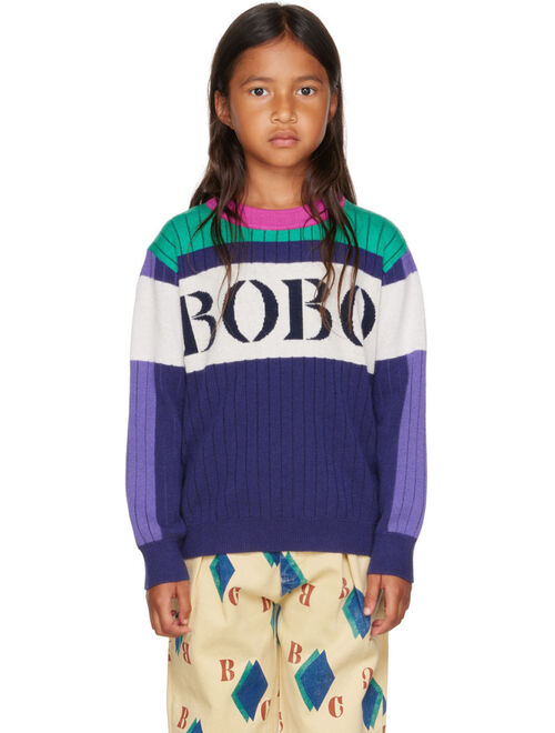 BOBO CHOSES Kids Navy Color Block Sweater