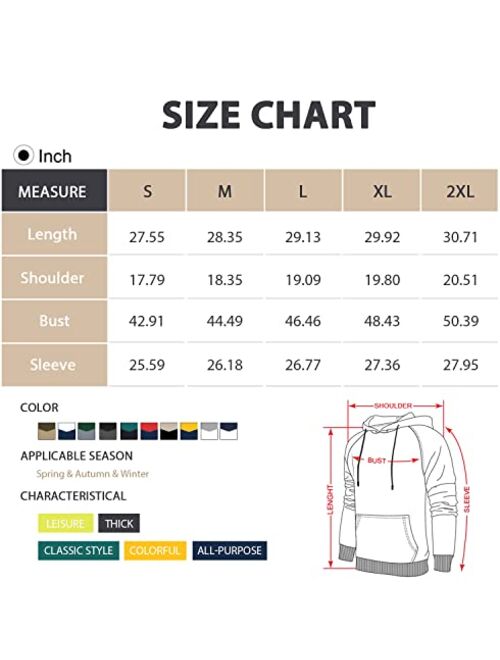 Niceif Men's Midweight Fleece Pullover Hoodies Casual Color Block Hooded Sweatshirt with Pockets