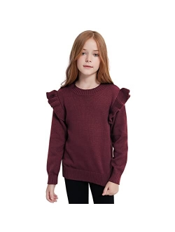 Mirawise Girls Sweaters Pullover Thick Sweater Warm Cozy Colorful Outfits 4-13Y