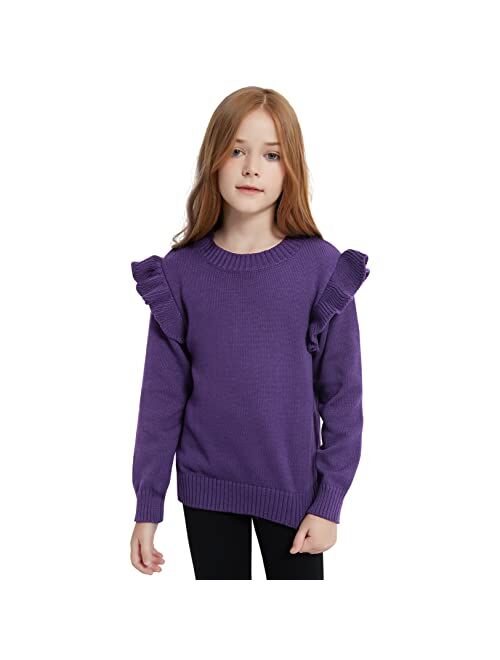 Mirawise Girls Sweaters Pullover Thick Sweater Warm Cozy Colorful Outfits 4-13Y