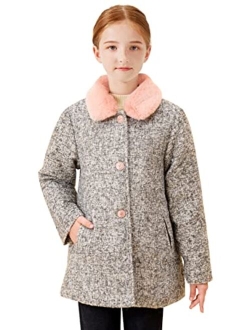 maoo garden Girls Winter Wool Peacoat Little Girls Fur Collar Dress Coat Quilted Jacket