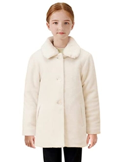 maoo garden Girls Winter Wool Peacoat Little Girls Fur Collar Dress Coat Quilted Jacket