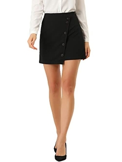 Women's Summer Mini Workwear Skirt Asymmetric Stretchy Wear to Work Pencil Skirt