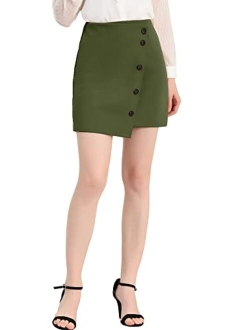 Women's Summer Mini Workwear Skirt Asymmetric Stretchy Wear to Work Pencil Skirt