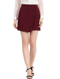 Women's Summer Mini Workwear Skirt Asymmetric Stretchy Wear to Work Pencil Skirt