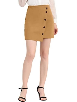 Women's Summer Mini Workwear Skirt Asymmetric Stretchy Wear to Work Pencil Skirt