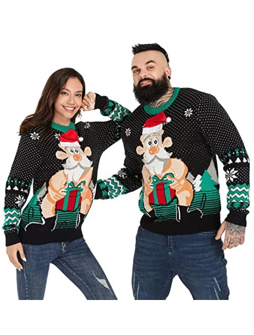 U Look Ugly Today Mens Ugly Christmas Sweater Unisex Women`s Novelty Santa Pullover for Party Fun