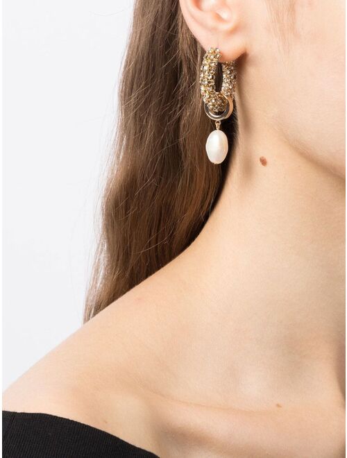 Kenneth Jay Lane pearl-pendant hoop earrings