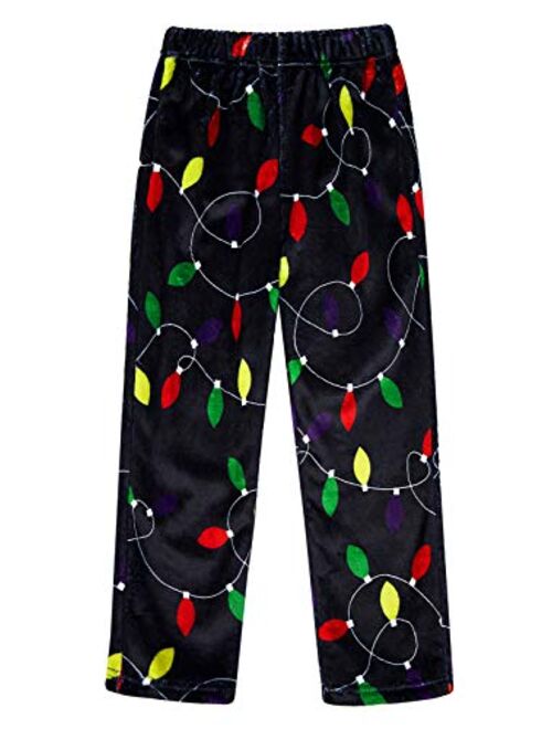 Funnycokid Girl Pajama Pants Kid Fleece Sleepwear Flannel Pajama Bottoms Loose Sleepwear 5-16 Years