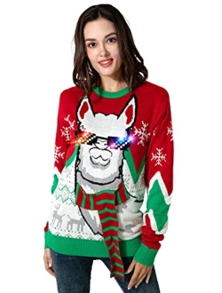 OFF THE RACK LED Christmas Sweater for Women, Unisex Men`s Ugly Xmas Pullover Festive Knitted for Party