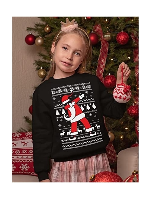 Tstars Dabbing Santa Ugly Christmas Sweater Style Holiday Boys Girls Kids Sweatshirt