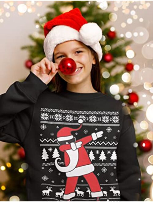 Tstars Dabbing Santa Ugly Christmas Sweater Style Holiday Boys Girls Kids Sweatshirt