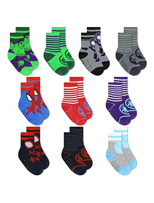 Marvel Spiderman Grip Socks, Socks for Toddler Boys, 10 Pack, Spider man Toddler Gripper Socks, Amazing Spiderman Variety Pack