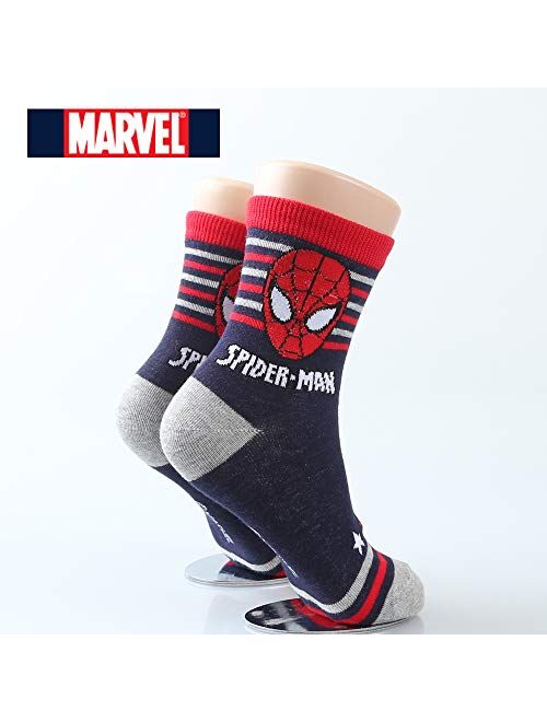 Cozy24 Spiderman Ironman Boys Crew Socks 3Pairs (4~6, 7~9, 10~12 years old)