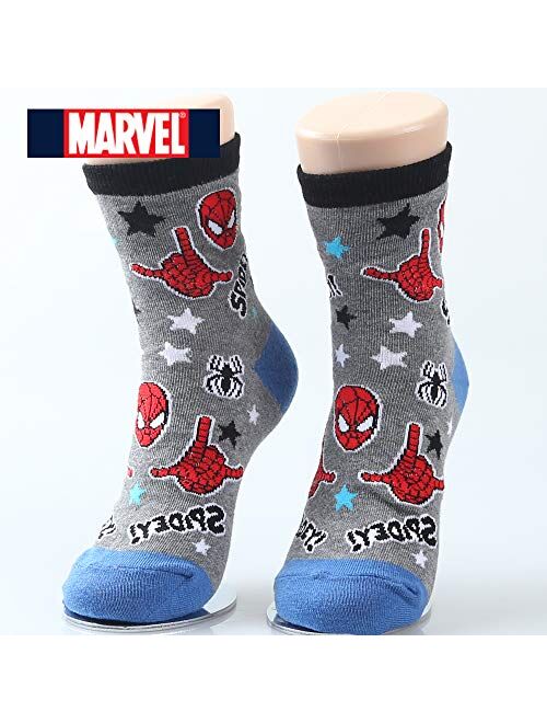 Cozy24 Spiderman Ironman Boys Crew Socks 3Pairs (4~6, 7~9, 10~12 years old)