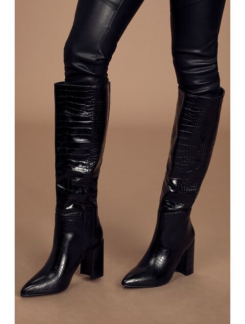 Lulus Katari Off White Pointed-Toe Knee High Boots