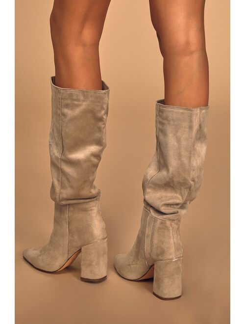 Lulus Katari Off White Pointed-Toe Knee High Boots