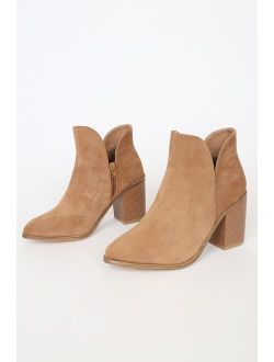 Martella Tan Suede Ankle Booties